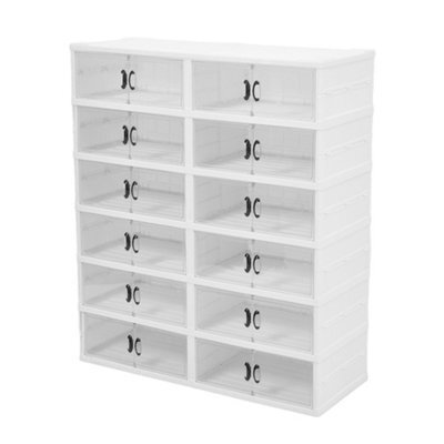 Thehotsale 6 Tier Foldable Shoe Display Cabinet With Transparent Doors - image 1