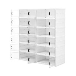 Thehotsale 6 Tier Foldable Shoe Display Cabinet With Transparent Doors - thumbnail 2