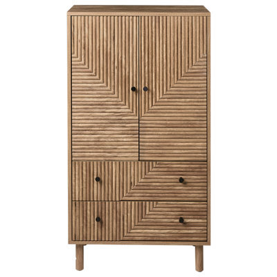 Wyld And Coco Nordicnest Highboard W60 X D40 X H110Cm, Light Brown Mdf With Pine Legs - image 1