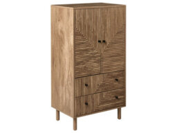 Wyld And Coco Nordicnest Highboard W60 X D40 X H110Cm, Light Brown Mdf With Pine Legs - thumbnail 3