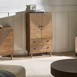 Wyld And Coco Nordicnest Highboard W60 X D40 X H110Cm, Light Brown Mdf With Pine Legs - thumbnail 2