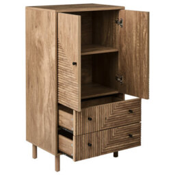 Wyld And Coco Nordicnest Highboard W60 X D40 X H110Cm, Light Brown Mdf With Pine Legs - thumbnail 5