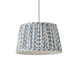 Valuelights Grange Small Blue Floral Pleated Lamp Shade And Bulb - thumbnail 2