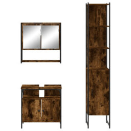 Berkfield 3 Piece Bathroom Furniture Set Smoked Oak Engineered Wood - thumbnail 6