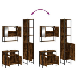 Berkfield 3 Piece Bathroom Furniture Set Smoked Oak Engineered Wood - thumbnail 9