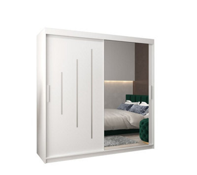 Arte Elegant White York Ii Sliding Door Wardrobe W2000mm H2000mm D620mm - Mirrored Storage With Silver Handles - image 1