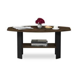Walplus Furinno Simple Design Coffee Table, Columbia Walnut/black - thumbnail 2