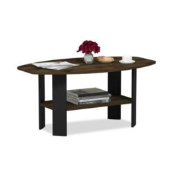 Walplus Furinno Simple Design Coffee Table, Columbia Walnut/black - thumbnail 1