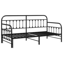 Berkfield Modern Daybed Frame With Trundle Black 90X200 Cm Steel
