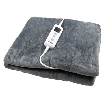 Schallen Luxury Soft Heated Warm Throw Over Blanket With Timer & 10 Heat Settings - Grey - image 1