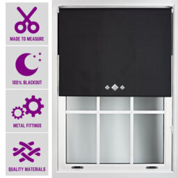 Triple Diamond Eyelet Blackout Roller Blind With Metal Fittings Free Alteration By Furnished - Black (W)240Cm X (L)165Cm - thumbnail 1