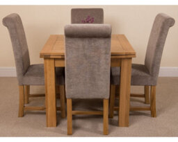 That's Furniture Richmond 90Cm - 150Cm Square Oak Extending Dining Table And 4 Chairs Dining Set With Washington Grey Fabric Chairs - thumbnail 2