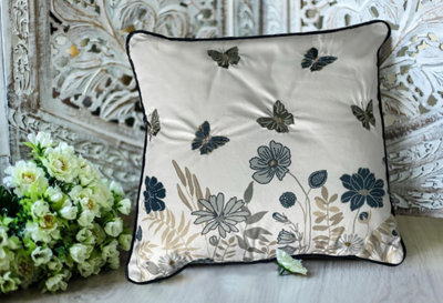 Aspect Furniture Embroidered Butterfly In Garden Cushion,45X45Cm - image 1