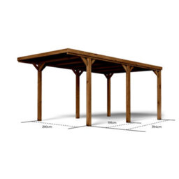 Cerland Victor Wooden Carport 3M X 5M Opaque Roof With Galvanised Concrete-In Feet - thumbnail 3