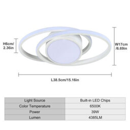Pheashine Led Ceiling Lights, Modern Led Ceiling Lights White, 6500K,for Bedroom Hallway Balcony Corridor (Dia 39Cm) - thumbnail 3