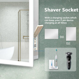 AVER-GROWTH Bathroom Led Mirror With Shaver Socket 3 Colour Lightsanti-Fog Dmister Pad Dimmable Touch/wall Switch Brightness Memory 1200X700mm - thumbnail 4