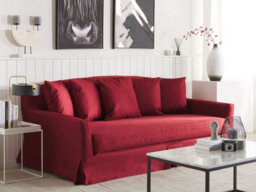 Beliani Sofa 3 Seater Gilja Fabric Red - thumbnail 2