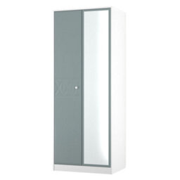 San Jose Ready Assembled Contemporary Duck Egg Blue & White Tall Double Wardrobe With 1 Mirror Door (H)1960mm (W)740mm (D)520mm - thumbnail 1