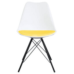 Fusion Living Soho White And Yellow Plastic Dining Chair With Black Metal Legs - thumbnail 6