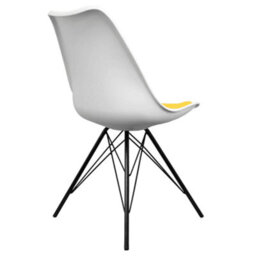Fusion Living Soho White And Yellow Plastic Dining Chair With Black Metal Legs - thumbnail 4
