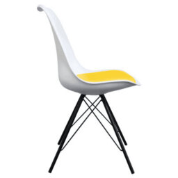 Fusion Living Soho White And Yellow Plastic Dining Chair With Black Metal Legs - thumbnail 5