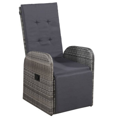 Berkfield Durable 3 Piece Garden Dining Set With Cushions Grey Poly Rattan
