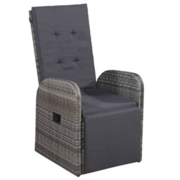 Berkfield Durable 3 Piece Garden Dining Set With Cushions Grey Poly Rattan