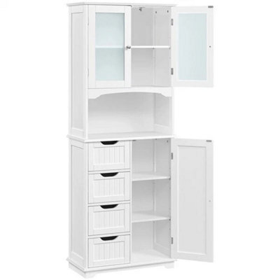 Bathroom Floor Cabinet 165.5Cm, Wooden Storage Organizer With Adjustable Shelves - image 1