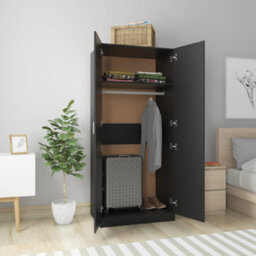Vidaxl Wardrobe Black 80X52X180 Cm Engineered Wood - thumbnail 3