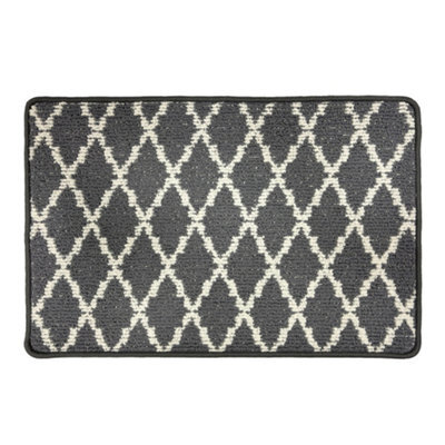 Primeur Grey & White Diamond Trellis Rectangular Door Mat, 85Cm X 57Cm - image 1