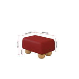 Poppy Red Natural Wood Bun Feet Faux Leather Small Footstool  Handmade Uk By Footstools Direct - thumbnail 2