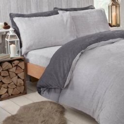 Ohs Reversible Teddy Duvet Cover With Pillowcase, Charcoal Grey - King - thumbnail 5