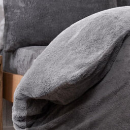 Ohs Reversible Teddy Duvet Cover With Pillowcase, Charcoal Grey - King - thumbnail 2