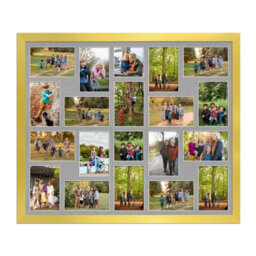 AK Frames 80X70Cm Gold Modern Multi Photo Frame With Silver Mount - Holds 20 Apertures (18X) 6X4, (2X) 4X4 Photos