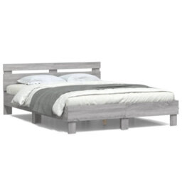 Berkfield Bed Frame With Led Without Mattress Grey Sonoma 150X200 Cm King Size - thumbnail 5