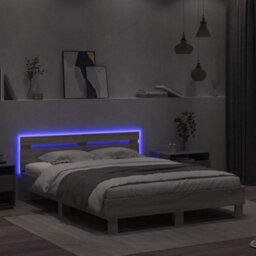 Berkfield Bed Frame With Led Without Mattress Grey Sonoma 150X200 Cm King Size - thumbnail 4