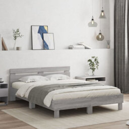 Berkfield Bed Frame With Led Without Mattress Grey Sonoma 150X200 Cm King Size - thumbnail 1