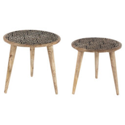 Beliani Set Of 2 Side Tables Sharma Mango Wood Brown/ Black - thumbnail 1