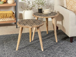 Beliani Set Of 2 Side Tables Sharma Mango Wood Brown/ Black - thumbnail 2
