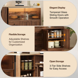 Btm Kitchen Island With Swivel Extension Table Wine Cabinet Led Lights Glass Door Drawer Storage L Shaped Bar Table - thumbnail 9