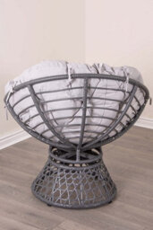 Sh&g Rattan Swivel Chairs & Table Set - 360 Papasan Moon Chairs And Table - Grey Rattan With Grey Cushions - Indoor & Outdoor - thumbnail 5