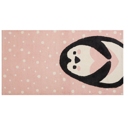 Beliani Kids Rug Pengkol Pink 80 X 150 Cm Cotton - image 1