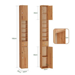 Sobuy Bzr34-Ii-Sh,tall Bathroom Storage Cabinet - Slim Bathroom Unit,compact Bathroom Furniture, Wood Veneer,w20Xd20Xh180 - thumbnail 3