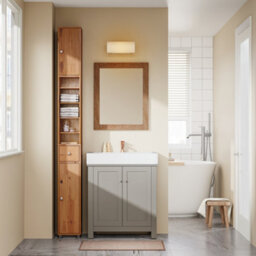 Sobuy Bzr34-Ii-Sh,tall Bathroom Storage Cabinet - Slim Bathroom Unit,compact Bathroom Furniture, Wood Veneer,w20Xd20Xh180 - thumbnail 4