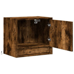 Berkfield Wall-Mounted Bedside Cabinets With Led Lights 2 Pcs Smoked Oak - thumbnail 7