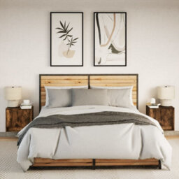 Berkfield Wall-Mounted Bedside Cabinets With Led Lights 2 Pcs Smoked Oak - thumbnail 4