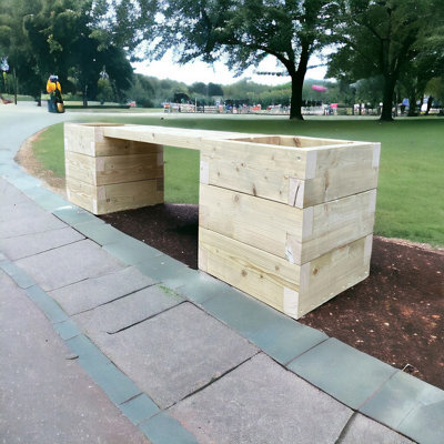 Bespoke Outdoor Devonshire Wooden Timber Traditional Bench & Planters - image 1