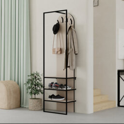 Decortie Modern Archy Hall Stand Coat Rack Hall Tree Stand With Shoe Rack For Hallway, Entrance Hall 180(H)Cm Sandstone