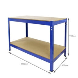 MonsterShop Monster Racking Heavy Duty Garage Storage Shelves (X3) & Workbench Blue 90Cm X 182.5Cm X 45Cm - thumbnail 3
