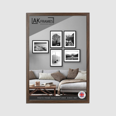 "AK Frames Sleek 20X16"" Walnut Thin Modern Picture Frame - Slim And Design For Posters, Prints And Photos - Elegant Wall Frame Decor" - image 1